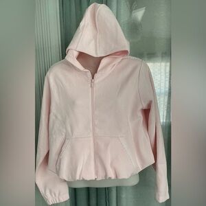 Girls' Waffle Texture Full Zip Jacket Light Pink